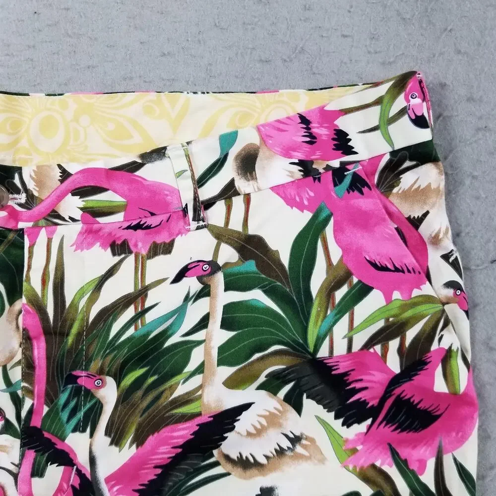 Loudmouth Shorts Mens 42 Pink Flamingo Tropical Golf Print Cotton Stretch‎ Fun